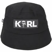 KARL LAGERFELD 卡爾 老佛爺字母印花純棉漁夫帽(兒童版/黑色)