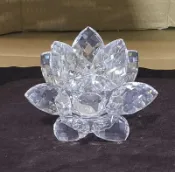 奧地利施華洛世奇SWAROVSKI 精品水晶蓮花雕刻藝術品_蓮花燭台(中)