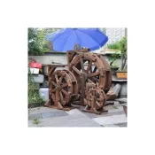 (店+)防腐木戶外小水車 轉輪流水擺件水池循環庭院假山魚池造景復古裝飾 風水水車 庭院擺件 水池裝飾 園藝擺件 院子水車