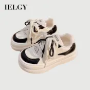 IELGY白色厚底鞋增高女板鞋學生百搭休閒鞋