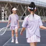 🔥熱銷🔥女童速幹運動套裝夏季新款兒童中大童網球裙羽毛球服短袖夏...