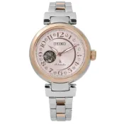 SEIKO 精工 / LUKIA 機械錶 施華洛世奇水晶 不鏽鋼手錶 銀粉x鍍玫瑰金 / 4R38-01L0P/34mm