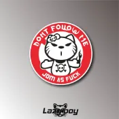 JDM KITTY 別跟著我 貓咪比中指 惡搞 車貼 貼紙 防水貼紙 機車貼紙 汽車貼紙