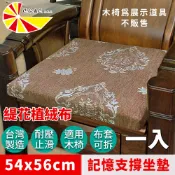 台灣製造【凱蕾絲帝】魔鏡玫瑰咖-實木椅必購緹花植絨布記憶支撐坐墊(54*56CM)