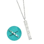 【Tiffany&Co. 蒂芙尼】台灣現貨-925純銀-簍空羅馬刻字吊牌墜飾中版項鍊(展示品)