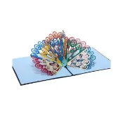 【Paper Play】萬用卡片-3D立體多彩開屏孔雀造型紙雕卡片 祝福卡 中秋節卡片 新年賀卡 生日卡片