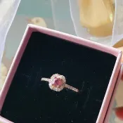 S925純銀粉紅色碧璽戒指