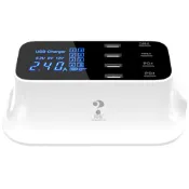 (店+)75W功率 8孔數顯快充充電器 PD&QC3.0+Type-C+USB-A 數顯螢幕 AC100~240V 旅充 充電器