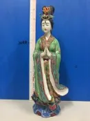 石灣陶貂蟬拜月美女擺飾