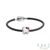 甜蜜約定 HelloKitty 期待Kitty白鋼/皮革手鍊-黑