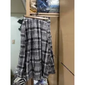 轉賣/二手 w closet黑白格紋側排扣a字長裙 日貨連線 can rika kiki