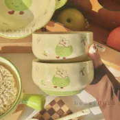 可愛陶瓷碗💖可愛椰子陶瓷飯碗家用吃飯碗特別漂亮的碗酸奶碗兒童碗甜品碗小碗