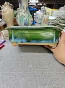 民國石灣窯變釉長方形花盆，口一小磕水泥補過一腳不平用水泥補