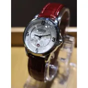 二手 實品在台北 美國COACH蔻馳 LOGO面 紅皮帶31mm中型 石英女錶0290 7.995.701