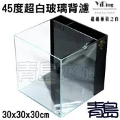 AX。青島水族。台灣YiDing亿鼎-Skylight 45度 超白玻璃 背濾缸 開放缸==30*30*30cm
