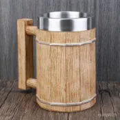 杯子 茶杯 水杯 馬克杯 咖啡杯 隆叔雜貨店 杯子 馬克杯 造型杯 啤酒杯 創意造型 德國手工木桶啤酒杯個性仿木製大容量