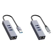 【ZA 喆安】4合1 Type-C/A HUB轉接集線器 支援USB-C轉RJ45外接網路卡/USB3.2 適用iPhone/MacBook/iPad/筆電