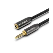 【POLYWELL】3.5mm AUX音源延長線 三環四節 公對母 BRAID版 /2M