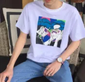 FINDSENSE服飾 FINDSENSE MD 時尚 男 韓國 休閒 特色人物圖案印花 短袖T恤 特色短T