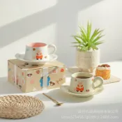 全球選品1館 生活百貨 可愛卡通咖啡杯小豬小狗馬克杯陶瓷杯情侶水杯早餐杯動漫下午茶杯