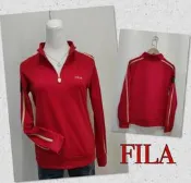 ☀️二手衣☀️二手極新 FILA 大童 紅色半拉鍊式合身運動上衣T恤M號AK00210