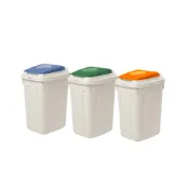 (店+)【KEYWAY 聯府】1入裝/聯府CL42/日式分類附蓋垃圾桶/42公升/手掀蓋垃圾桶/三色分類垃圾桶(附蓋垃圾桶)
