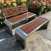 爆款推薦 不鏽鋼公園椅 戶外椅 室外防腐木塑木休閑椅 庭院椅 雙人長條凳子 鐵座椅 邊椅 戶外長椅 室外休閒椅 休息排椅