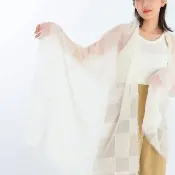 【BANNIES】純羊毛圍巾｜雲紋白(圍巾 披肩 羊毛 格紋)