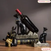 💖臺灣精選💖阿努比斯神紅酒架歐式時尚創意葡萄酒架酒吧紅酒座埃及工藝品擺件招財擺件居家擺件客廳擺飾玄關擺件居家裝飾桌上
