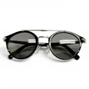 【DOKODEMO】成色極佳 △ DIOR Homme SUITR7UOR DiorBlacksuit R7U Pantos CD logo 雙梁圓形太陽眼鏡，當季新款，黑色鏡框，銀色鏡片，灰色，52□23 145，意大利製造，男士款，配有眼鏡盒和防塵袋