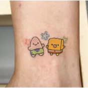 【好朋友】海綿寶寶/派大星 紋身貼紙 / 紋身貼 卡通人物 可愛 少女 電影 動漫 超美 潮流 抖音 小紅書 創意推薦