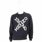 【KENZO】Sport 交叉字母黑色棉質運動衫 大學T-男款