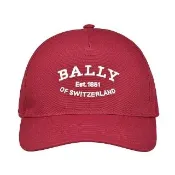 【BALLY】BALLY經典白字刺繡LOGO棉質棒球帽(紅)