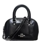 【COACH】LARA 迷你 SATCHEL 亮面軟皮貝殼斜背手提兩用包可放16CM手機送禮原廠紙袋