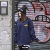 NIKE CLUB CREW 深藍色 刷毛 袖口小刺繡 胸前印花LOGO 長袖 大學T 男女款【HJ2174】