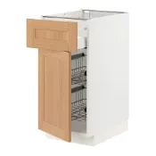 【IKEA 宜家家居】METOD/MAXIMERA 底櫃附網籃/抽屜/門板, 白色/vedhamn 橡木, 40x60x80 公分