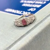英國帶回英國Harrods自然主義天然巴西粉碧璽紅碧璽花朵設計純銀立體戒指雞尾酒戒指施華洛世奇水晶指環