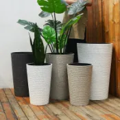 設彩品牌旗艦店 花盆/種植盆 北歐高筒白色圓形花盆仿陶瓷特大號簡約客廳陽台龜背竹種樹高深盆『XY29233』