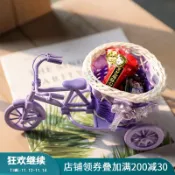 協貿國際日用品生活4館 三輪車帶筐藤編 工藝插花器吊籃花籃擺件飾品 創意手工花車糖果籃