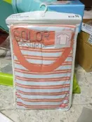  uniqlo ►男  DRY多色條紋圓領短袖 深U領子圓領低深V領子 短袖子內衣衛生衣服睡衣T恤 橫線條紋 淡粉紅橘色M