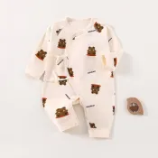 嬰兒衣服初生嬰幼兒連體衣純棉四季春秋a類寶寶蝴蝶哈衣和尚服春1