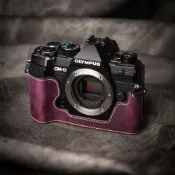 📸復古匠心真皮相機保護套🟫適用Olympus OM-5 E-M5 Mark III微單相機包✨頭層真皮底座半包機身皮套