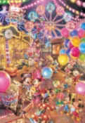 DPG500-219 絕版塑膠迷你500日本進口拼圖 迪士尼 米奇米妮 夜晚遊樂園 摩天輪 氣球 爆米花 旋轉木馬
