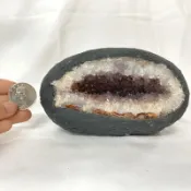 桌上型小晶洞 帶淺紫🔆烏拉圭 290號1075公克 紫水晶變異 異象 軟糖 異象圓洞🔮小晶洞 收藏 擺設 A0225