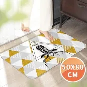 【半島良品】45x120cm/幾何鹿角/幾何系列法蘭絨防滑地墊(法蘭絨 止滑 吸水 幾何 文青 磚紋)