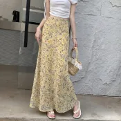 觀霧驚喜特價💰 韓係氣質碎花半身裙女夏季遮胯顯瘦垂感a字包臀裙雪紡魚尾裙子【5天內發貨】 韓係短裙 夏季短裙 半身裙 a