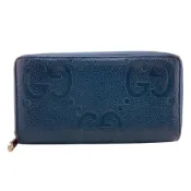 【DOKODEMO】二手 GUCCI 739484 圓形拉鍊錢包，大號 GG 標誌，長錢包，品牌錢包，卡槽，零錢包，海軍藍