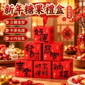 2027新年立體糖果禮盒 空盒 牛軋糖餅乾包裝盒 春節年貨送禮小禮盒 紙質款式 兒童分享派對糖果盒盒