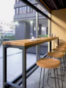 宜百家 含運 高腳吧台長桌 商用鐵藝實木靠墻高腳桌 酒吧吧臺桌 咖啡館奶茶店長條窄桌子1201