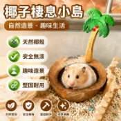 🔥臺灣爆款🔥椰樹倉鼠窩 天然椰殼躲避屋 冬暖夏涼透氣散熱 倉鼠睡窩圓形小屋 金絲熊布丁鼠休息窩 小寵造景用品 籠內裝